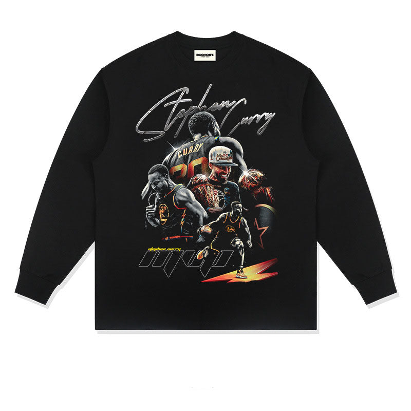 Stephen Curry Shirt Curry Long Sleeve T-shirt Loose Heavy round Neck