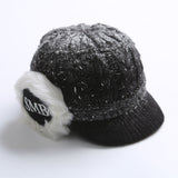 Women's Winter Hats Winter Fleece-Lined Women's Letters Gradient Color Knitted Wool Protection