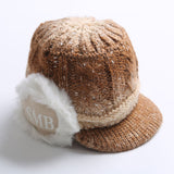 Women's Winter Hats Winter Fleece-Lined Women's Letters Gradient Color Knitted Wool Protection