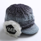 Women's Winter Hats Winter Fleece-Lined Women's Letters Gradient Color Knitted Wool Protection