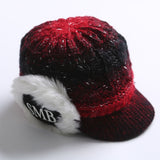 Women's Winter Hats Winter Fleece-Lined Women's Letters Gradient Color Knitted Wool Protection