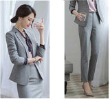 Women Autumn Uniform Designs Formal Style Office Lady Bussiness Attire Work Suit Gray Suit Spring and Autumn Long Sleeve Formal Wear