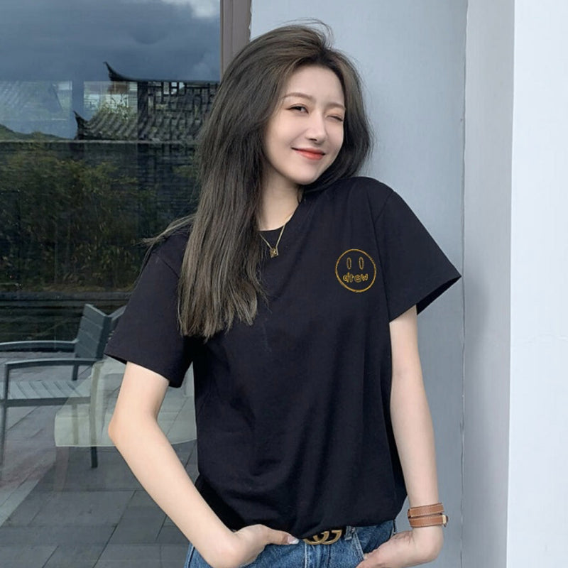 Drew House Drew Smiley Face Short Sleeve Half Sleeve Couple T-shirt