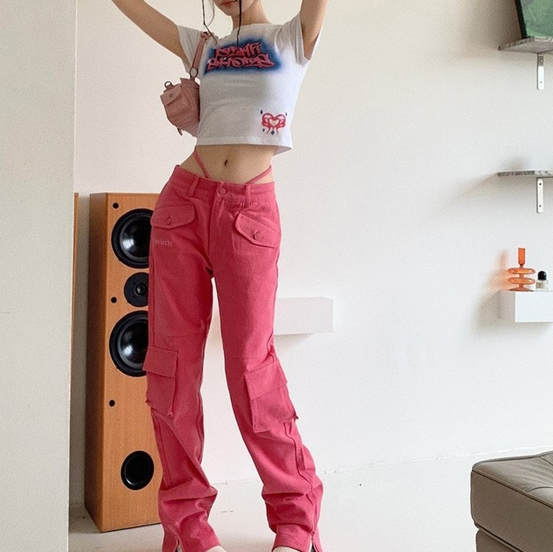 Julia Fox Low Rise Trousers Spring and Autumn Straight Casual Jeans
