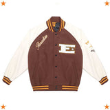 Brown Varsity Jacket Baseball Uniform Spring and Autumn Workwear Loose Casual Top Single-Breasted Baseball Jacket Men
