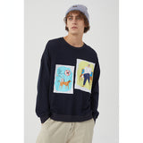 Preppy Aesthetic Sweatshirt Loose Pullover Sweatershirt Men's round Neck Autumn