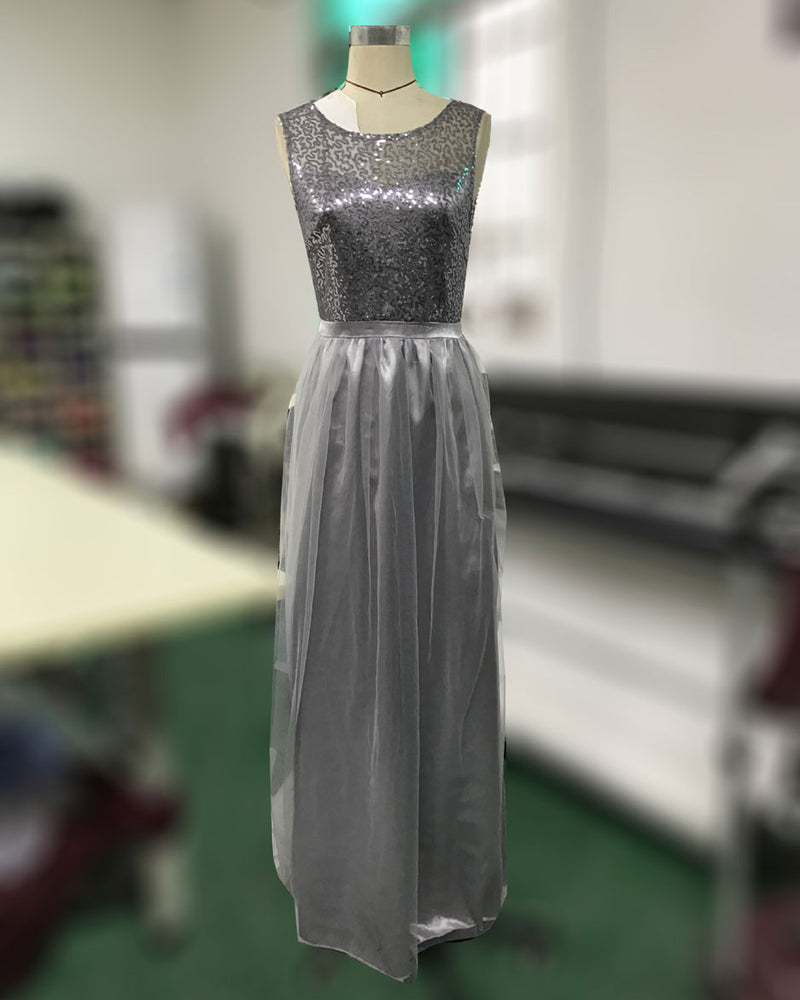 Bohemian Chic Wedding Guest Dress Fishtail Chiffon Sleeveless Sequined Bridesmaid Elegant Dress