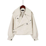Women PU Leather Jacket Biker Motorcycle Coat Black Motorcycle Suit Collar Leather Jacket Coat