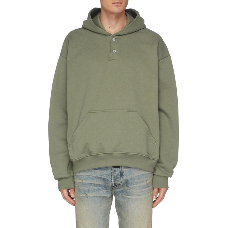 Fog Fear Of God Essentials Hoodie Henry Collar Button Hoodie Terry Coat