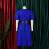 Nina Parker plus Size Dresses Bell Sleeve Solid Color plus Size Dress