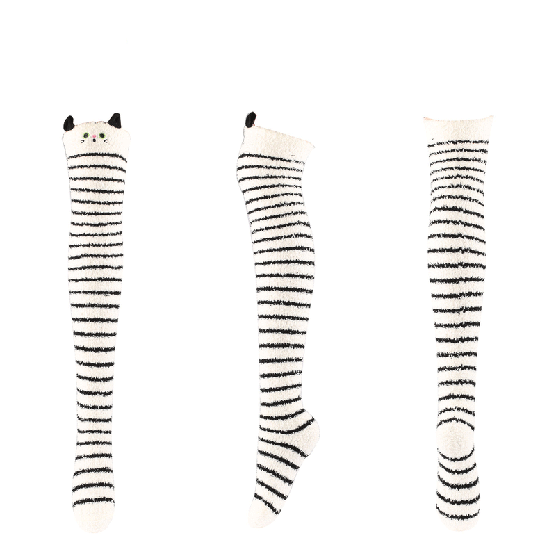 Winter Thick Knit Thigh High Socks Long Stockings Boot Autumn Winter Coral Fleece Women Warm Thick below the Knees Sleeping Socks