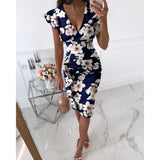 Nina Parker Graffiti Dress Slim Fit Waist Trimming Ruffles Sheath Dress