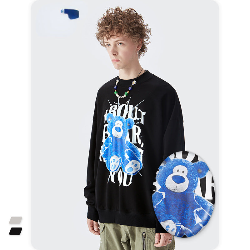 Preppy Aesthetic Sweatshirt Men's Autumn Printed round Neck Loose