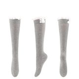 Winter Thick Knit Thigh High Socks Long Stockings Boot Lace Button Bunching Socks Hollow Knitted