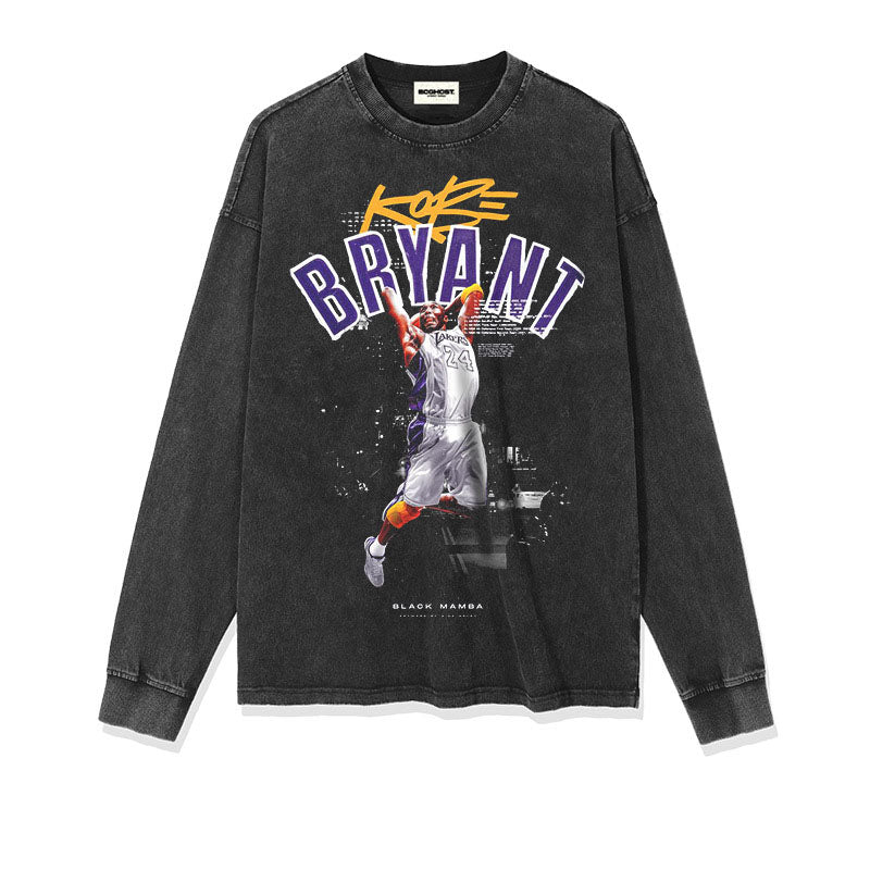 Kobe Shirt Kobe Black Mamba Basketball Jersey Printed Long Sleeve T-shirt Loose Heavy round Neck