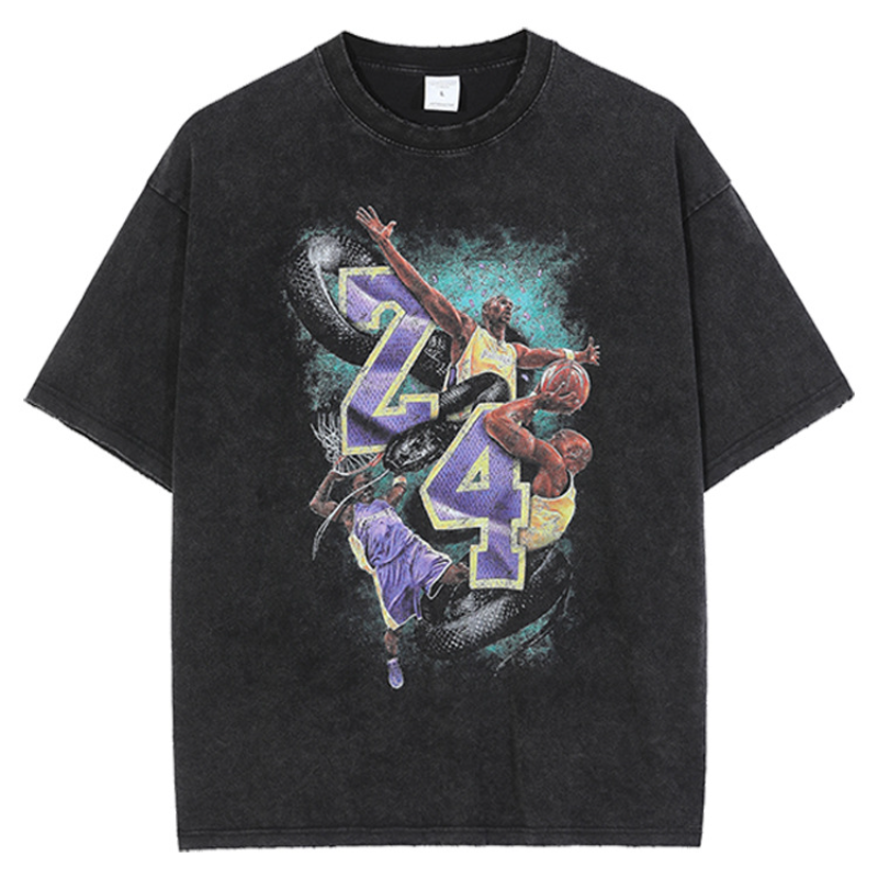 Kobe Shirt Kobe Bryant Printed Short-Sleeved T-shirt Loose Distressed
