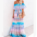 Lady Gaga Dress Wrapped Chest Gradient Color Large Swing Dress Dress