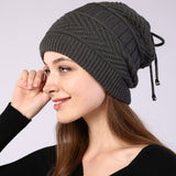 Women Winter Hats Winter Fleece-Lined Knitted Men's and Women's Set Earmuffs Hat