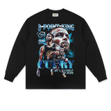 Stephen Curry Shirt Curry Printed Long-Sleeved T-shirt Loose Heavy Distressed