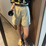Women's Cargo Shortst7395 Summer Retro Neutral Tooling Style Casual High Waist Shorts for Women
