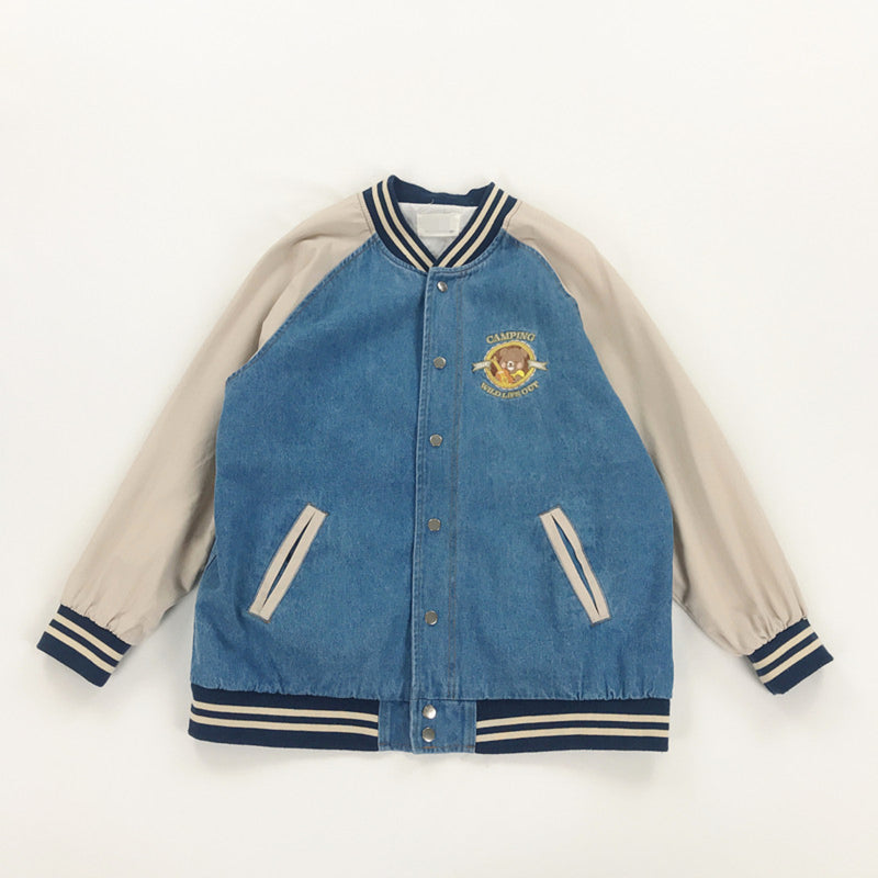 Baggy Jacket Embroidered Denim Loose Jacket Coat