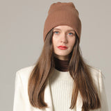 Toboggan Hat Cap Men's and Women's Autumn and Winter Keep Warm Pure Color Knitted Wool