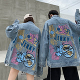 Comic Denim Jacket Patterned Denim Jacket Men and Women Autumn Jacket