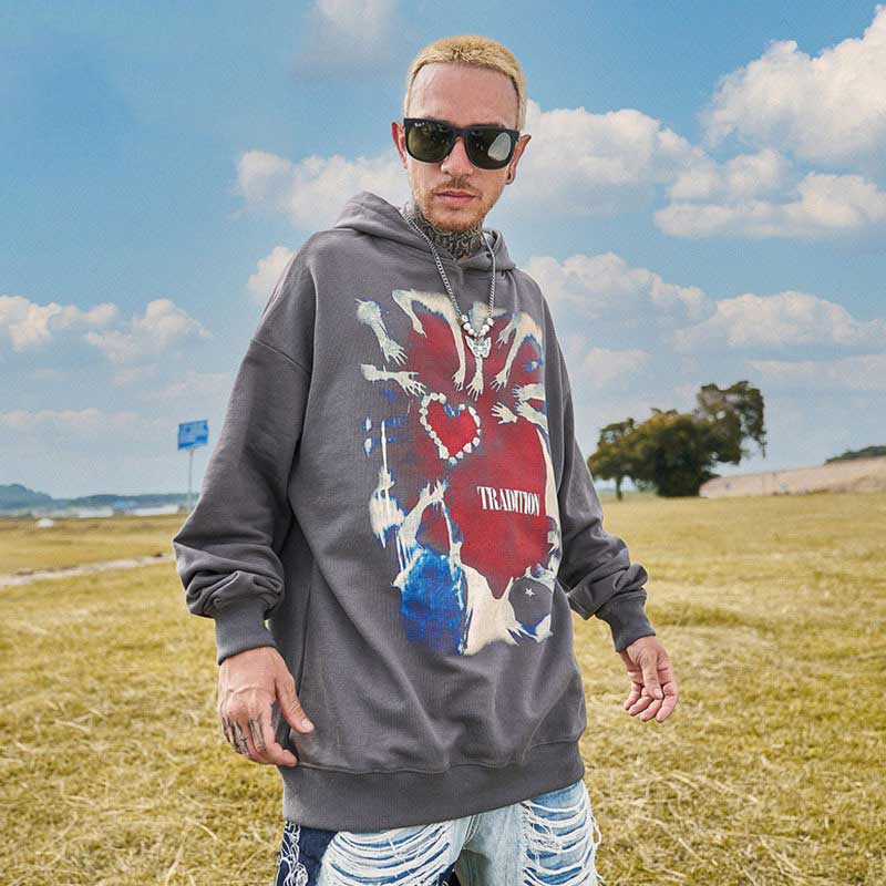 Mens Fall Outfits Graffiti Printed Hoodie Oversize Hoodie