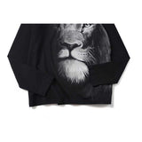 GVC T Shirt Half Face Lion Pattern Men's Cotton Loose 长袖T Shirt