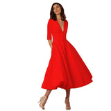 Formal Dresses & Gowns Women's Deep V Mid-Sleeve Dress Evening Gown