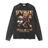 Kyrie Irving Shirt Kyrie Irving Printed Long-Sleeved T-shirt Distressed Heavy round Neck Sports