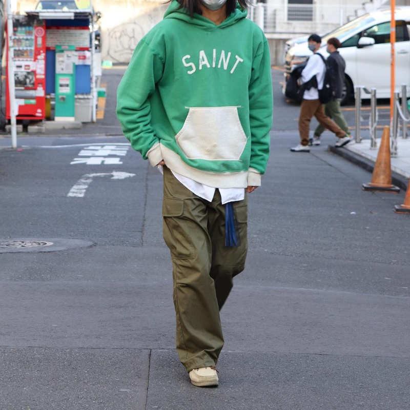 Saint Michael Hoodie Color Block Embroidery Loose-Fitting Hoodie