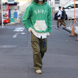 Saint Michael Hoodie Color Block Embroidery Loose-Fitting Hoodie