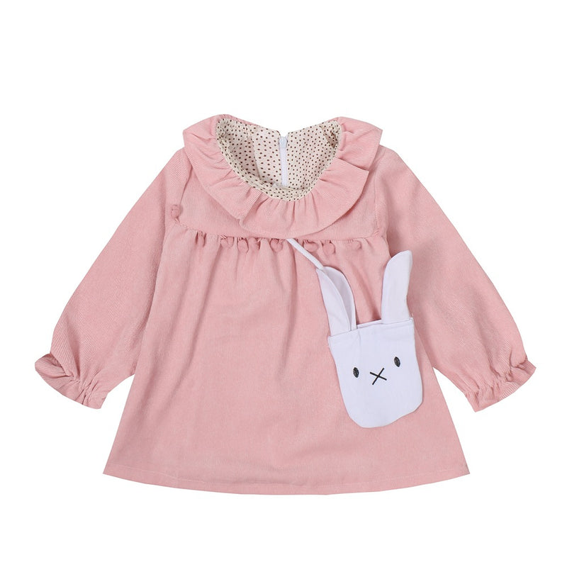 Girl Dress Autumn Solid Color Flounce Children's Cute Dress