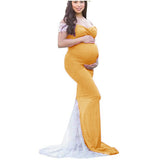 Maternity Clothes Dress Women's Lace Short Sleeve Maternity Trailing Long Dress