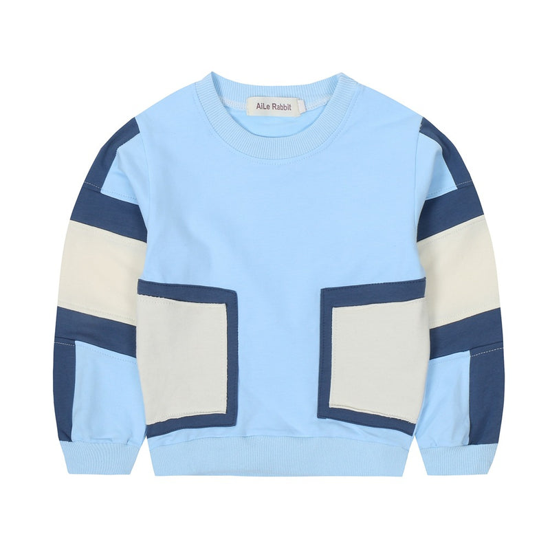 Children Boy Co Ord 2 Piece Set Children's Suit Stitching Patch Sweater Two-Piece Set