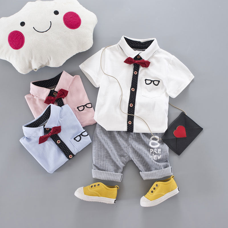 Children Boy Co Ord Glasses Short Sleeve T-shirt 2 Piece Set