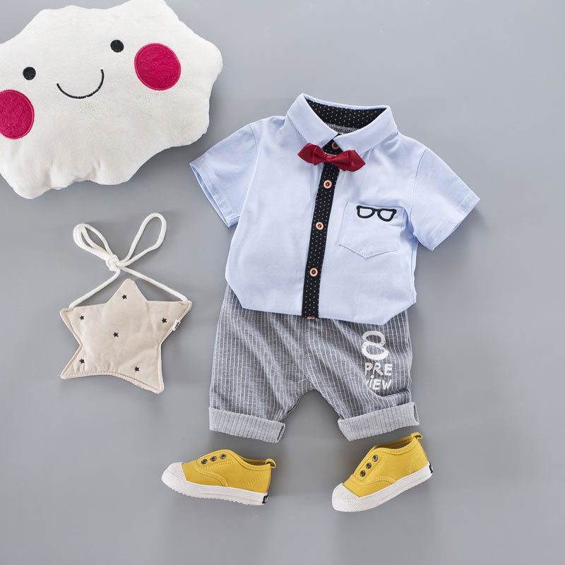 Children Boy Co Ord Glasses Short Sleeve T-shirt 2 Piece Set