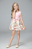 Girl Dress Vest Printed Children Princess Dress Big Bow