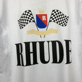 Rhude T Shirt Crown Flag Print Hip Hop Men and Women Casual