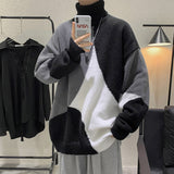 Men Turtleneck Sweater Winter Sweater Men Color Matching Bottoming Knitted Sweater