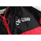 OW Red and Black Stitching Loose Men's and Girls' Zipper Shell Fashionable Jacket jacket