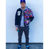 Orange Varsity Jacket Autumn and Winter Stand Collar Autumn round Hem Youth Side Seam Sidekick Autumn and Winter Jacket