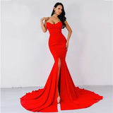 Burgundy Dresses For Wedding Sexy Fishtail Skirt Dress Solid Color Chest Wrap Party Evening Dress Women