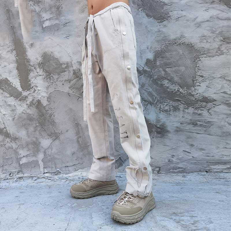 Man Fall Outfits Cargo Pants Washed High Street Men's Casual Pants Hip Hop Side Open Breasted Overalls