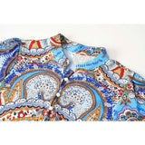 Nina Parker Graffiti Dress Single-Breasted Waist-Controlled Long Sleeves Dress