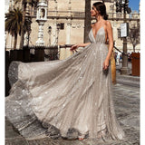 Bohemian Coachella Outfits Sexy V-neck Strap Long Dress