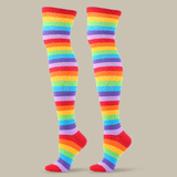 Winter Thick Knit Thigh High Socks Long Stockings Boot Colorful Stripes Stockings Halloween Festival Party Knee Socks