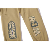 Shark Print Pant Men'S Shark Head Printed Ankle-Tied Overalls Trousers