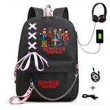 Stranger Things Hellfire Club Backpack USB Charging Backpack Student